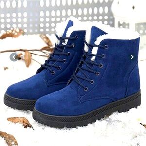 Blue Fuzzy Comfy Boots